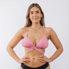 Bikini AMANDA - Palo Rosa tipo sostén triangulo lazos