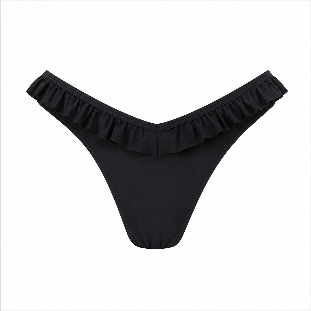 Tanga HAWAI - Negro Corte V con Vuelos