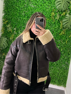 Chaqueta aviadora corta cafe