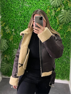 Chaqueta aviadora corta cafe