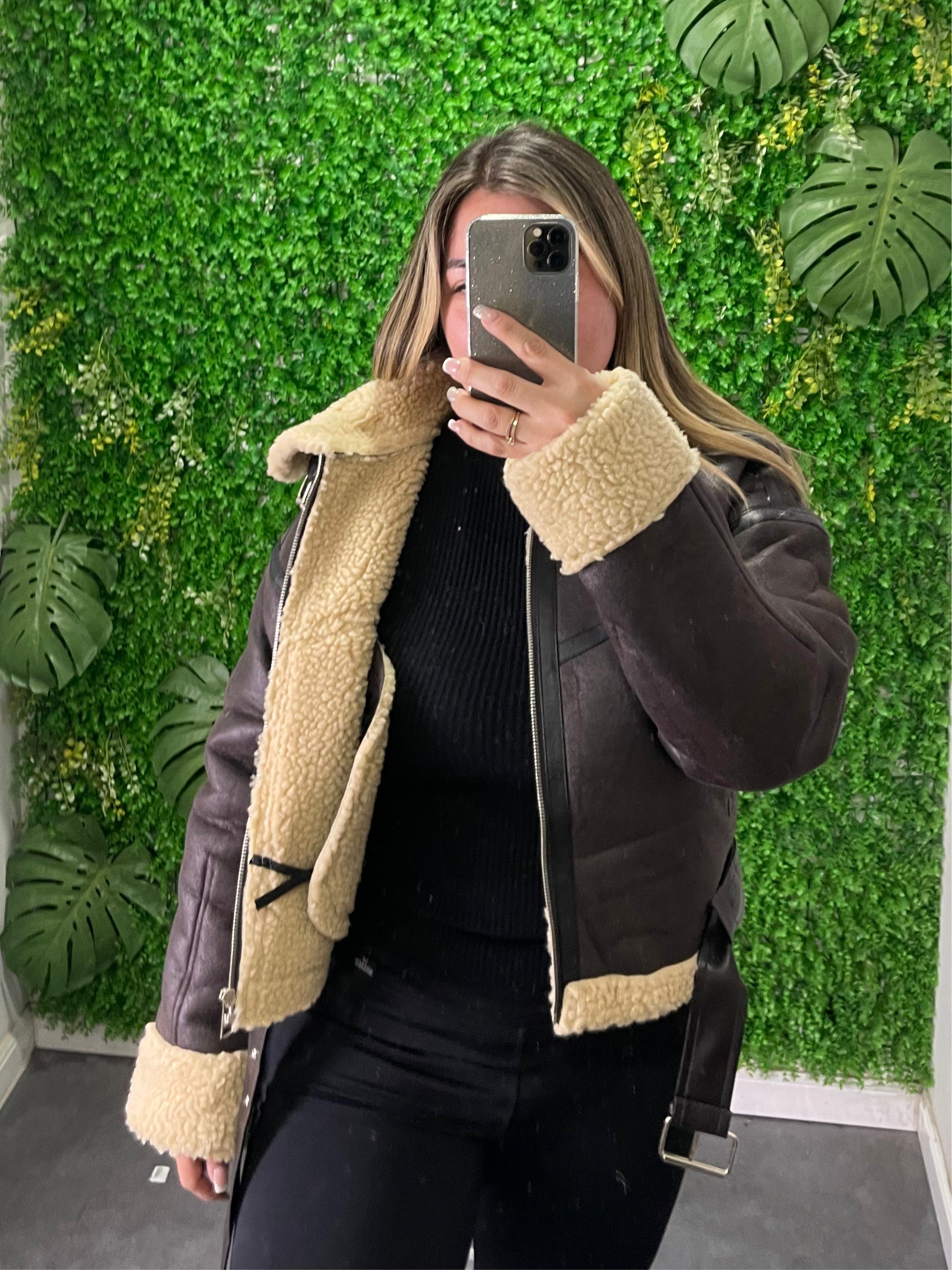 Chaqueta aviadora corta cafe