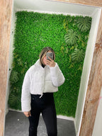 Cardigan peludo blanco y negro